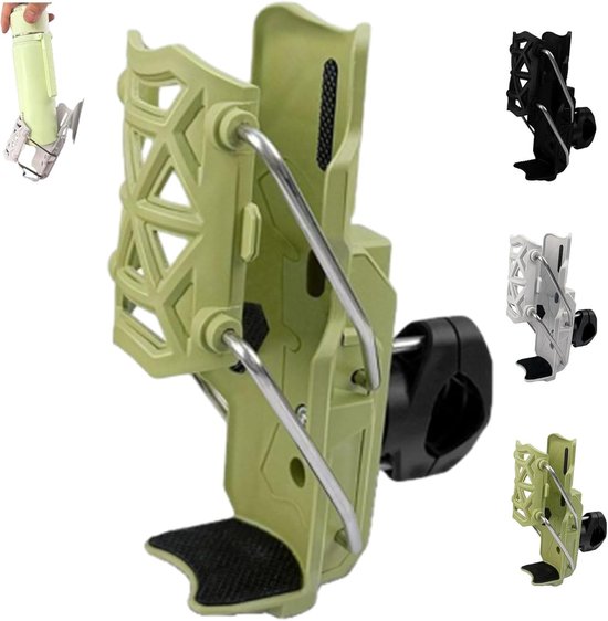 Bidonhouder met Klem - Bekerhouder Fiets - flessenhouder - Bekerhouder Buggy - Universele - Verstelbaar - geschikt voor Fiets / Racefiets / Mountainbike / Kinderwagen / Buggy - groen