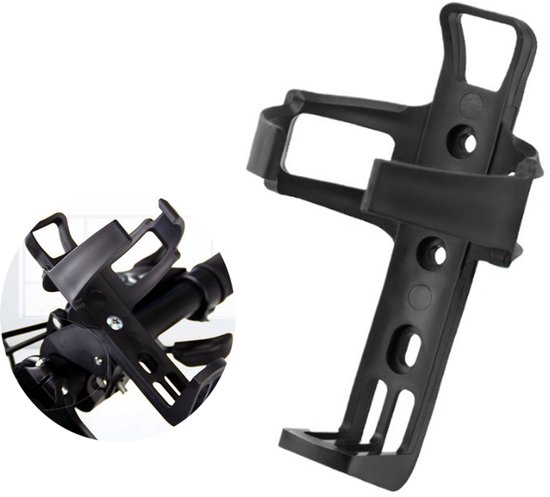 Bidonhouder met Klem - Universeel geschikt voor Fiets / Racefiets / Mountainbike / Kinderwagen / Buggy - Flessen / Beker Houder Verstelbaar - Drinkfleshouder - Bidonhouder -Bidonhouder fiets - Zwart - 1 stuk