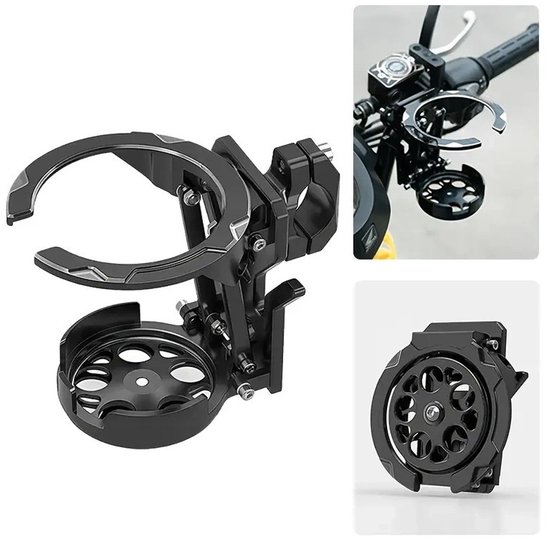 Bidonhouder – Universele, verstelbare bekerhouder – Geschikt voor bidons, drinkflessen en babyflessen – Geschikt voor motorfietsen, fietsen, mountainbikes, kinderwagens en rolstoelen – Zwart, 14 x 9,8 x 10,8 cm