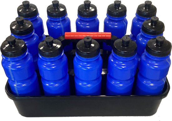 Bidonkrat met 12 bidons van 750 ml - Waterkrat - 12 bidons met krat - Bidonhouder Ciclón Sports - Blauw