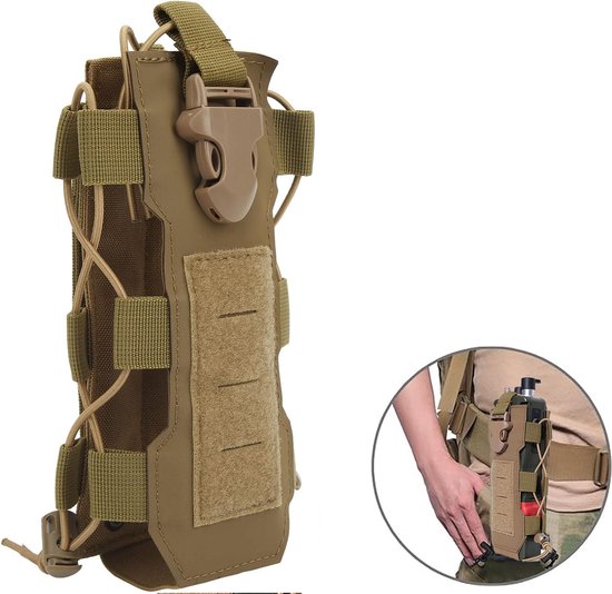 Bidontas - Bidonhouder - Opbergtas voor bidons voor op de fiets - Verstelbare bidontas Geschikt voor buiten wandelen en kamperen Wandelrugzakken en riemen - khaki van Bidon