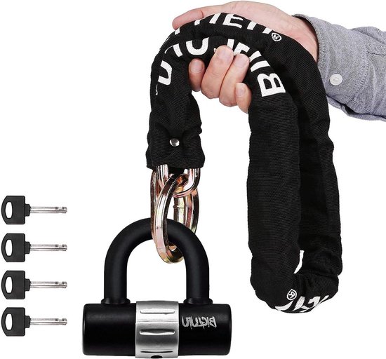 BIGLUFU Motorslot Heavy-Duty Kettingslot - 120 cm lang - Snijbestendig - 10 mm dik - Kleurrijke Vierkante Kettingen - 4 Sleutels - 16 mm U-Slot - Ideaal voor Motorfietsen, Fietsen - Generatoren - Poorten - Scooters van BIG