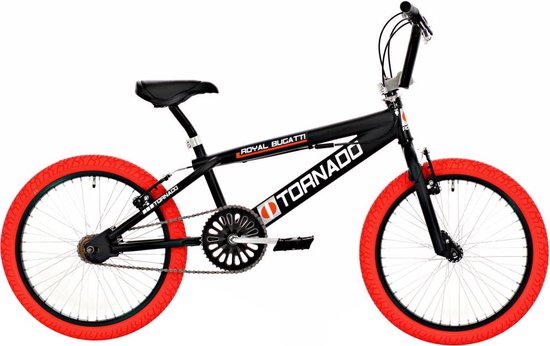 Bike Fun Tornado - BMX - 20 Inch - Matzwart/Rood - Unisex van Merkloos