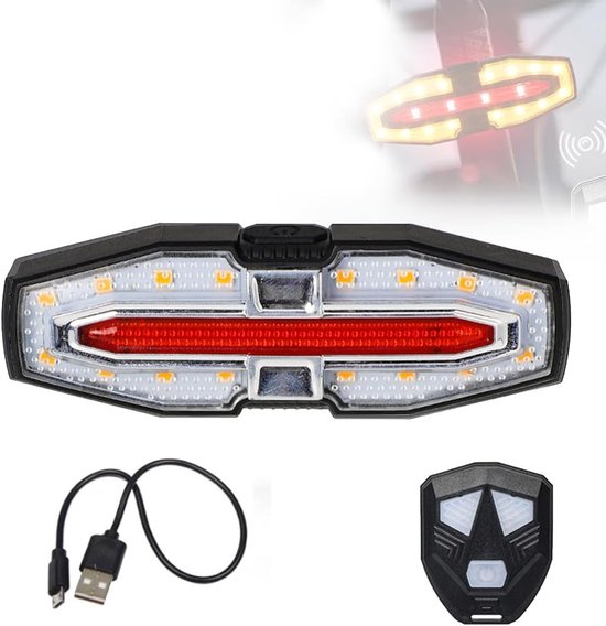 Bike Tail Light with Turn Signals - Wireless Remote - Waterproof - USB Rechargeable - Ultra Bright Safety Taillight for Night Riding