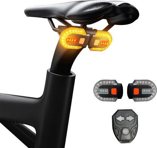 Bike Turn Signals Front Rear - IPX5 Waterproof - Wireless Remote - USB Rechargeable - for MTB Bicycle Scooter