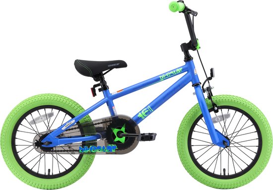 Bikestar 16 inch BMX kinderfiets, blauw / groen van Bikestar