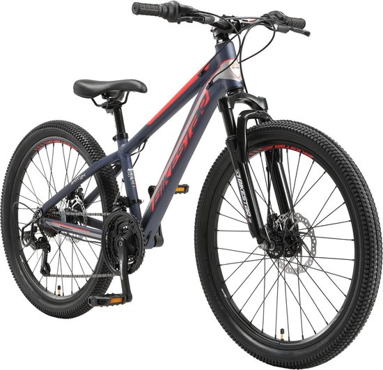 Bikestar 24 inch 21 speed hardtail MTB Sport, blauw / rood van Bikestar