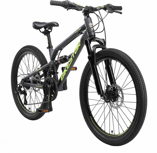 Bikestar 24 inch Alu MTB Fully, 21 speed, zwart van Bikestar
