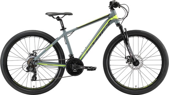 Bikestar 26 inch, 21 speed hardtail Sport MTB, grijs / geel