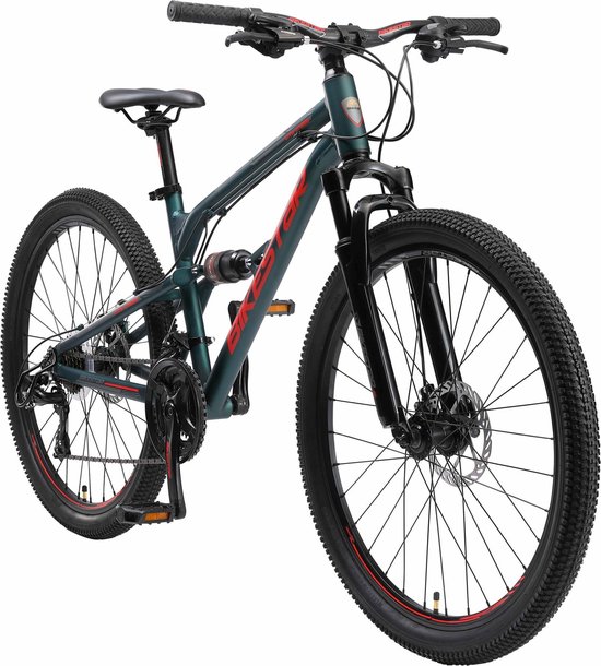 Bikestar  26 inch Alu MTB Fully, 21 speed, groen van Merkloos
