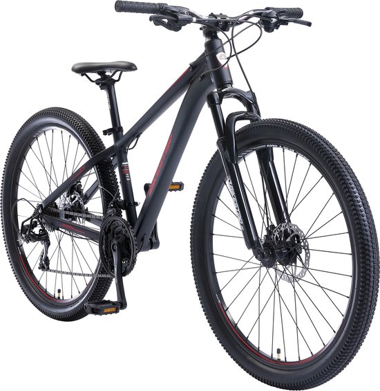 Bikestar 27.5 inch, 21 speed hardtail Sport MTB, zwart / rood van Merkloos