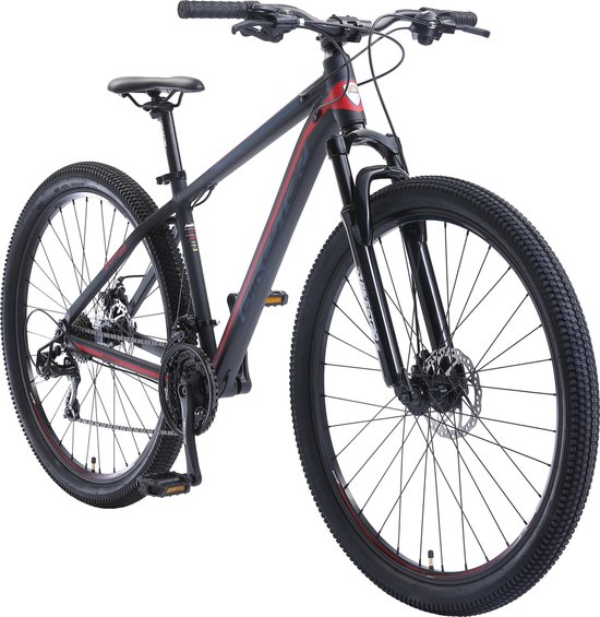 Bikestar 29 inch, 21 speed hardtail Sport MTB, zwart / rood van Bikestar