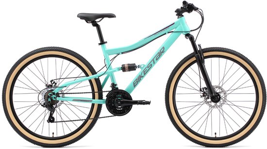 Bikestar Fully MTB Staal XL 27.5 Inch 21 Speed Mintgroen van Merkloos
