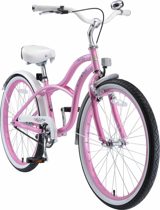 Bikestar kinderfiets Cruiser 24 inch - voor kinderen vanaf 10 jaar - roze van Merkloos