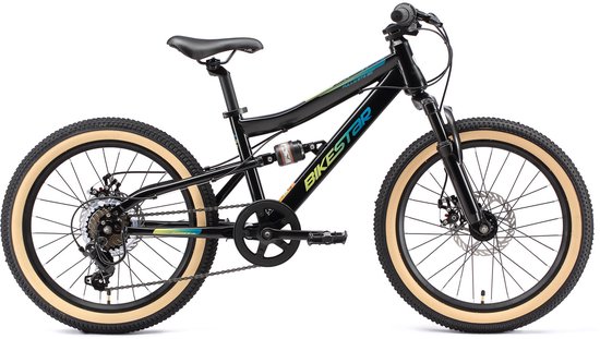 Bikestar kinderfiets MTB Fully Staal 7speed 20inch zwart/petrol