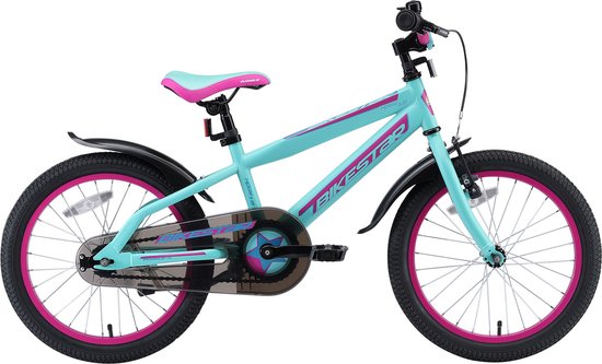 Bikestar kinderfiets Urban Jungle 18 inch turquoise/roze van Bikestar
