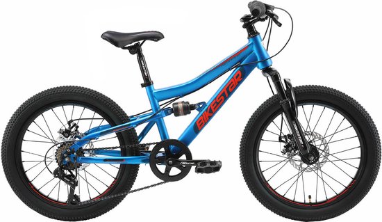 Bikestar MTB Fully staal 21speed 24inch blauw/oranje van Bikestar