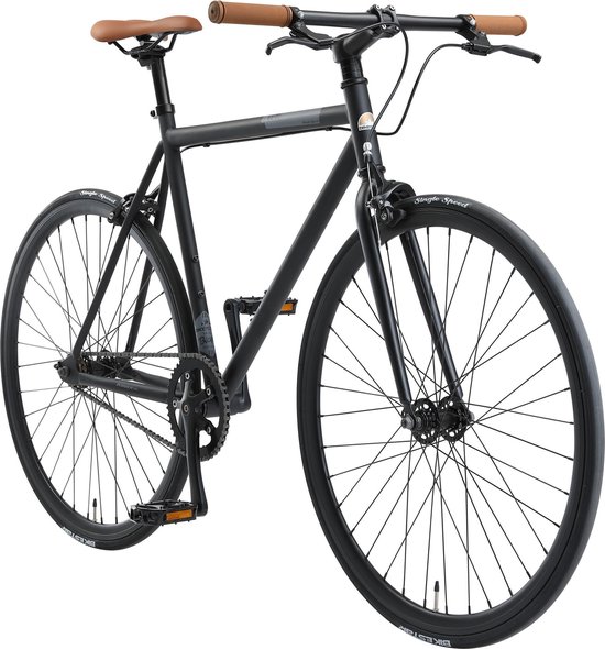 Bikestar Singlespeed 28 inch retro wielrenfiets, zwart / grijs