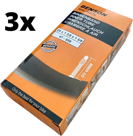 Binnenband 28 inch Set van Drie - 3 x Binnenband 28 inch / 28" voor de Fiets / Dunlop Ventiel / Racefiets / Mountainbike / 40 mm / Band 40 / 30 - 622 Wiel / 28 * 1 5/8 * 1 3/8 / 28 "