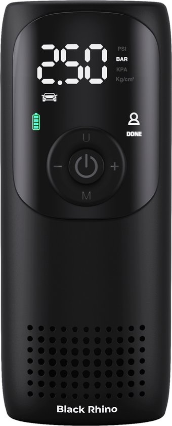 Black Rhino AeroBoost T-1 - Compacte Luchtcompressor - Elektrische Fietspomp - 4000 mAh Batterij - Powerbankfunctie - Dual Digitale display - Multifunctioneel - Werktijd 16 Minuten