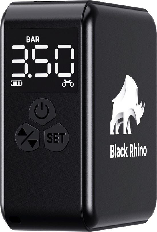 Black Rhino AeroBoost TM-1 - Krachtige Kleine Elektrische Fietspomp - 290 Gram - 15 Liter Lucht Per Minuut - Past In Je Achterzak van Black Rhino
