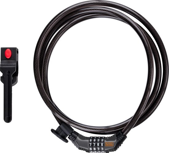 BLACK+DECKER Cijferslot BXCHBL7008 - Fietsslot - Geschikt voor Fiets, Motor en Scooter - Cijferslot met 4 Cijfers - Zwart van BLACK+DECKER
