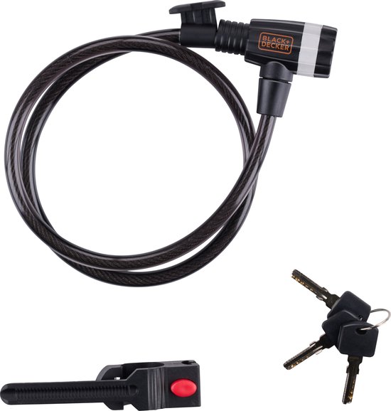 BLACK+DECKER Kabelslot BXCHBL70001 - Fietsslot - Geschikt voor Fiets, Motor en Scooter - Lengte 90CM - Temperaturen tot -20ºC - Zwart van BLACK+DECKER