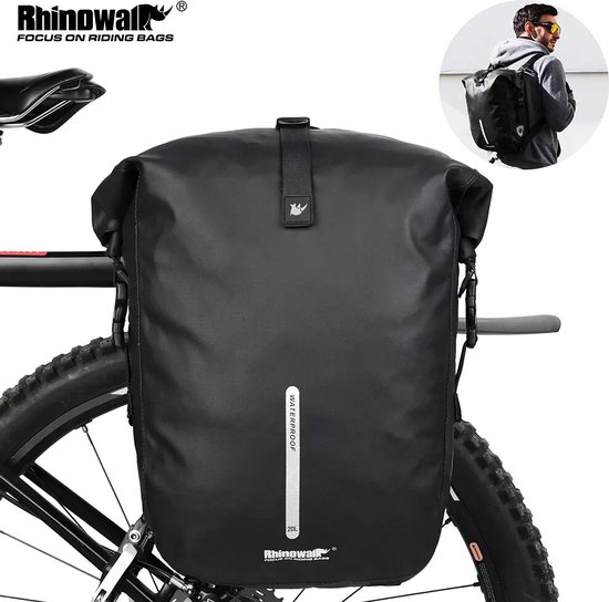 Bloominggoods® Fietstas - Rugzak - Waterdicht - 20L - Bevestiging Bagagedrager - Incl. Regenhoes - Fietsrugzak - Enkel - Zwart van Bloominggoods®