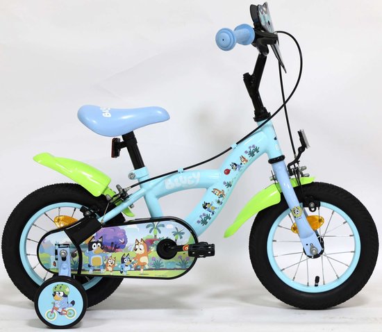 Bluey Kinderfiets 12 inch - Lichtblauw - Twee handremmen van Merkloos