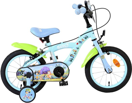 Bluey Kinderfiets - 14 inch - Lichtblauw - Twee handremmen van Bluey