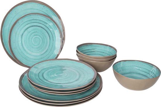 Bo-Camp - Servies - Halo - 12 Stuks - Aqua van Bo-Camp