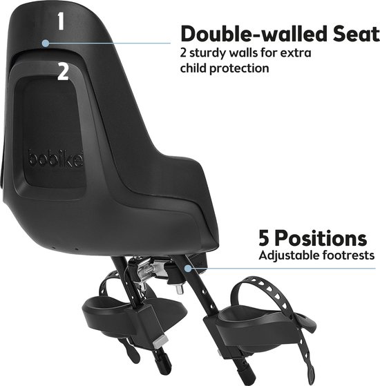 Bobike One Mini Fietsstoeltje Voor - Urban Black van Bobike