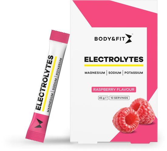 Body & Fit Electrolytes - Elektrolyten Poeder - Elektrolyten Drink - Raspberry - 45 gram (10 sticks) van Merkloos
