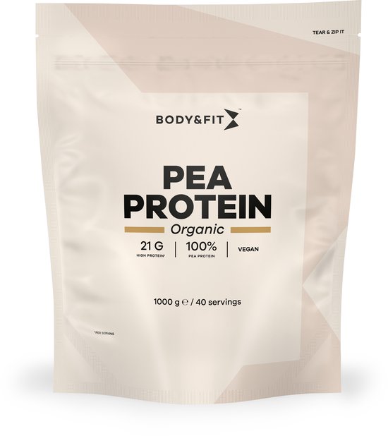 Body & Fit Pea Protein Organic - Plantaardig Eiwitpoeder - Vegan Eiwitshake - Biologisch Erwten Eiwit - 1000 gram (40 Shakes) van Merkloos