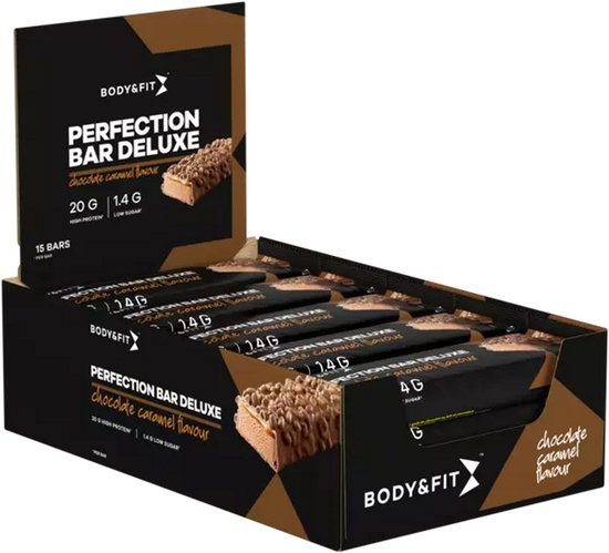 Body & Fit Perfection Bar Deluxe Protein Bar - Eiwitreep - Proteine Repen met 20 Gram Eiwit - Chocolate & Caramel - 825 gram (15 Eiwitrepen) van Merkloos