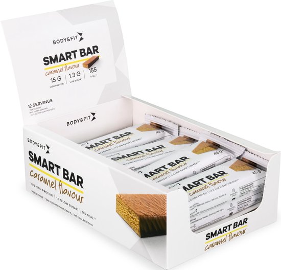 Body & Fit Smart Bars Proteine Repen - Protein Bar - Eiwitreep met 15 Gram Eiwit - Caramel - 540 gram (12 Eiwitrepen) van Merkloos