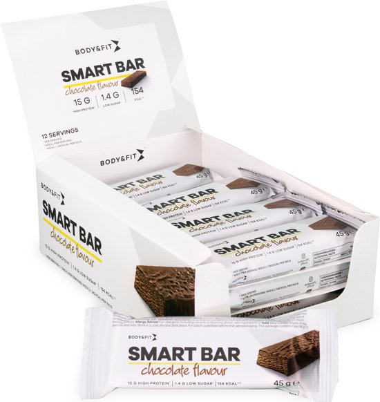 Body & Fit Smart Bars Proteine Repen - Protein Bar - Eiwitreep met 15 Gram Eiwit - Mix Box - 540 gram (12 Eiwitrepen) van Merkloos
