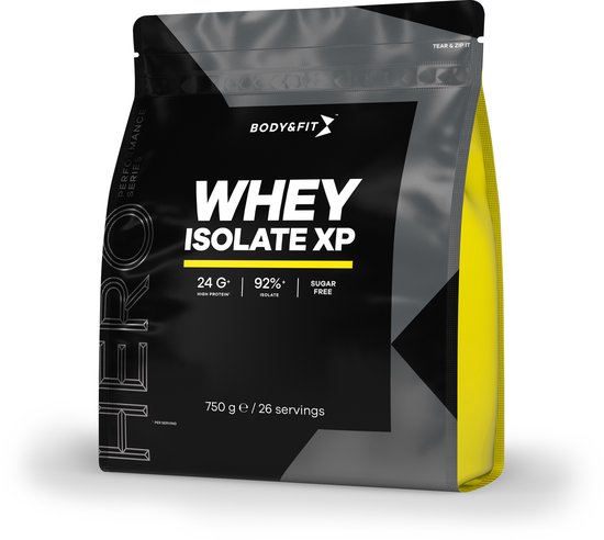 Body & Fit Whey Isolate XP - Hoogwaardige Proteine Poeder - Whey Protein - Whey Isolaat - Eiwitshakes - Vet- en Suikervrij - 750 gram - Banaan