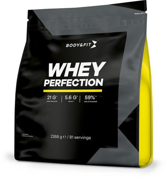 Body & Fit Whey Perfection - Proteine Poeder / Whey Protein - Eiwitpoeder met BCAA - Eiwitshakes - 2268 gram (81 shakes) - Vanille van Merkloos