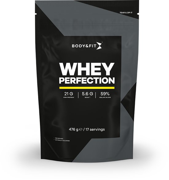 Body & Fit Whey Perfection - Proteine Poeder / Whey Protein - Eiwitpoeder met BCAA - Eiwitshakes - 476 gram (17 shakes) - Aardbei