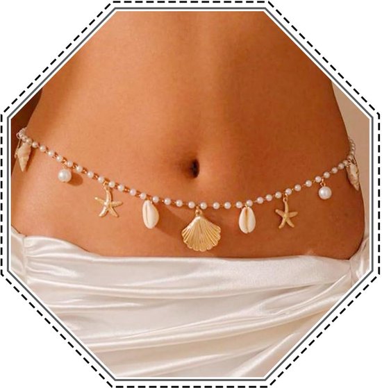 Boho Starfish Pearl Waist Body Chain Gold Seashell Belly Belt Necklaces Conch Beach Body Jewelry For Women