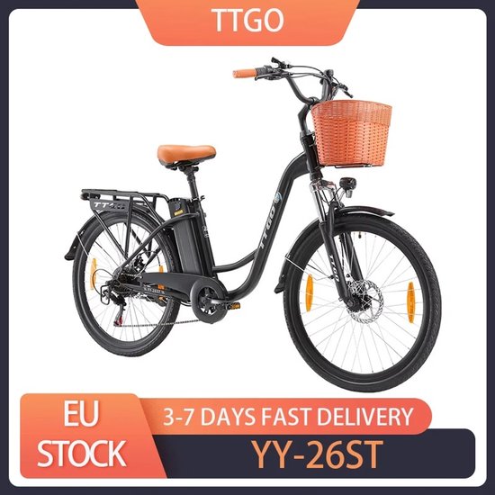 Bolliving - Elektrische fiets - 250W motor - 26 Inch banden - 25 km/u max snelheid - 100 km max bereik - schijfrem - 36V - 14.5 ah batterij van Merkloos