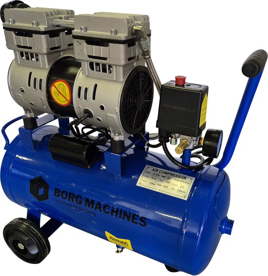 Borg Low Noise - Stille compressor - olie vrije compressor 24 Liter - 750 watt - 49 dB