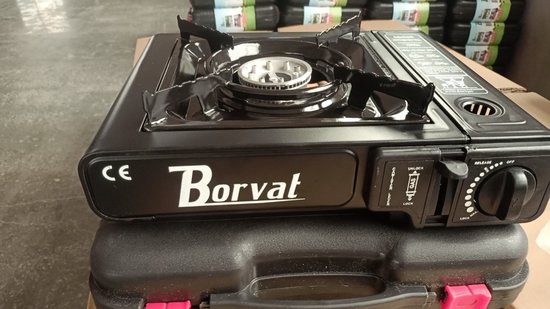 Borvat® | Draagbaar Camping Kookstel 1-Pits - Kooktoestel Kampeer Gas Kookstel - Butaangas Gasstel Gasfornuis Gaspit - Campingkooktoestel Gas Kookplaat - Elektrische Ontsteking - Met Koffer - 1-Pits van Borvat