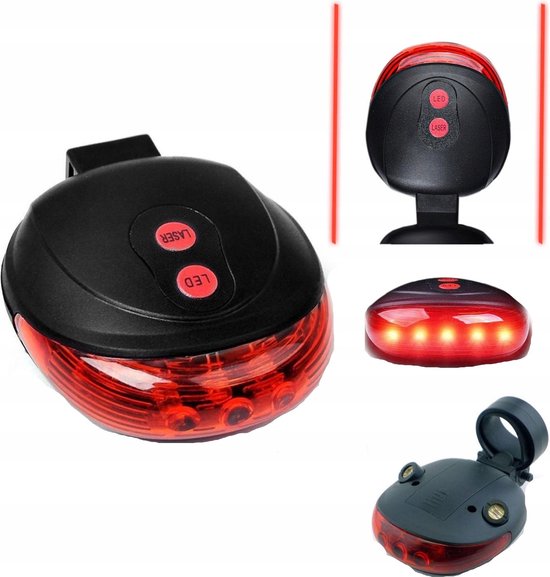 Borvat® | Fiets Achterlicht | Achter Lamp | LED Fiets verlichting | Incl. laser | Fiets Racefiets Mountainbike| Afneembaar | Rood