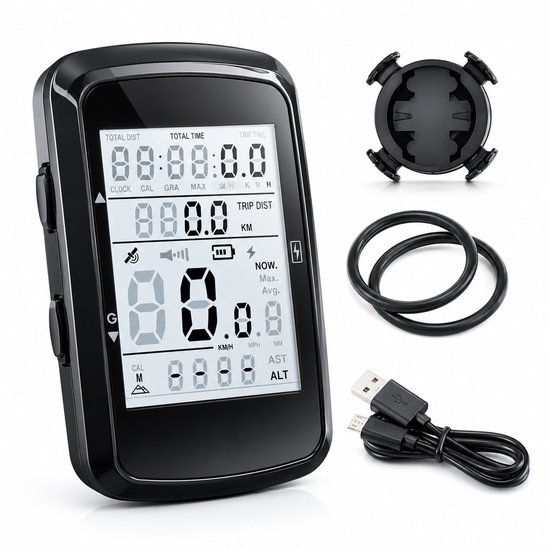 BOTC Fietscomputer met GPS - Fiets snelheidsmeter - Kilometerteller met automatische achtergrondverlichting - Waterdicht en lange batterijduur