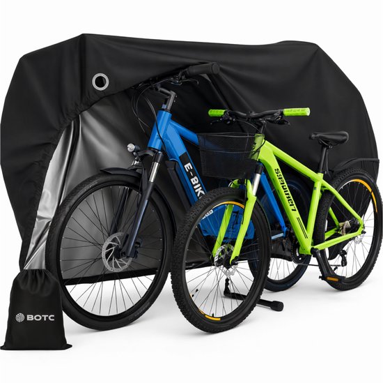 BOTC Fietshoes Universeel voor alle Fietsen - 200*85CM - Voor 1 fiets of 2 fietsen - Waterdicht Ultra Sterk Oxford - Incl. Opbergzak - Zwart van BOTC