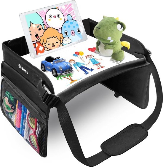 BOTC Reistafel voor Kinderen met Tekentafel & Tablethouder - Opvouwbaar - Auto Organizer - Roze van BOTC