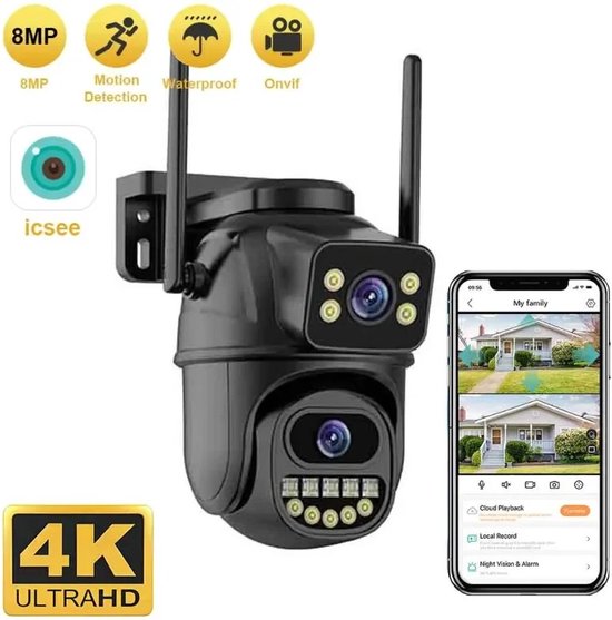 Botec WIFI beveiligingscamera voor buiten - beveiligingscamera's - buitencamera - met Dubbele Lens en AI Menselijke Detectie - nachtzicht tot 25 meter van Botec