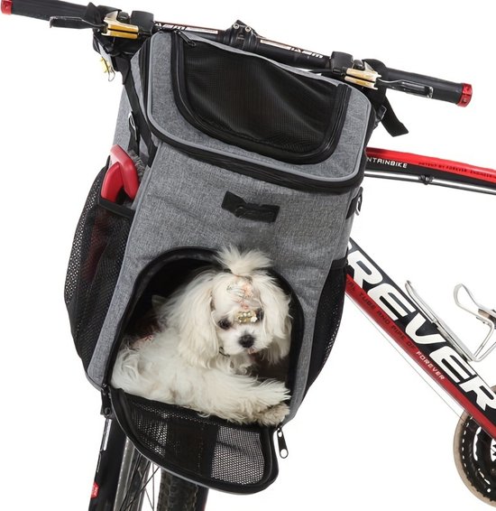 Bovista Fietsmand Hond - Hondenmand Fiets - Voorop - Fietstas Hond - Hondenfietsmand - Grijs van Bovista